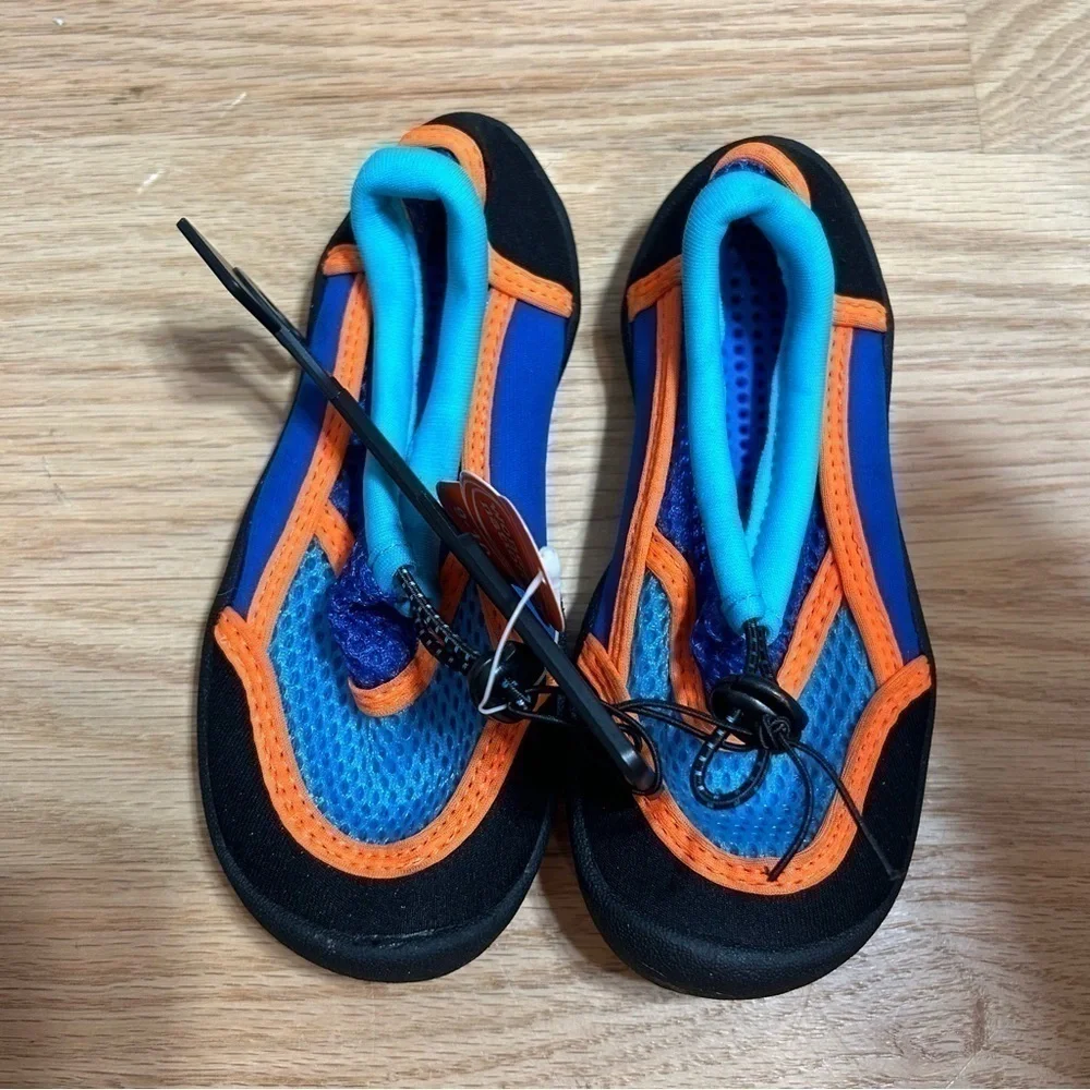 Wonder Nation Swim Shoes NEW Sz 9 10 Black Blue Orange Kids Toddler